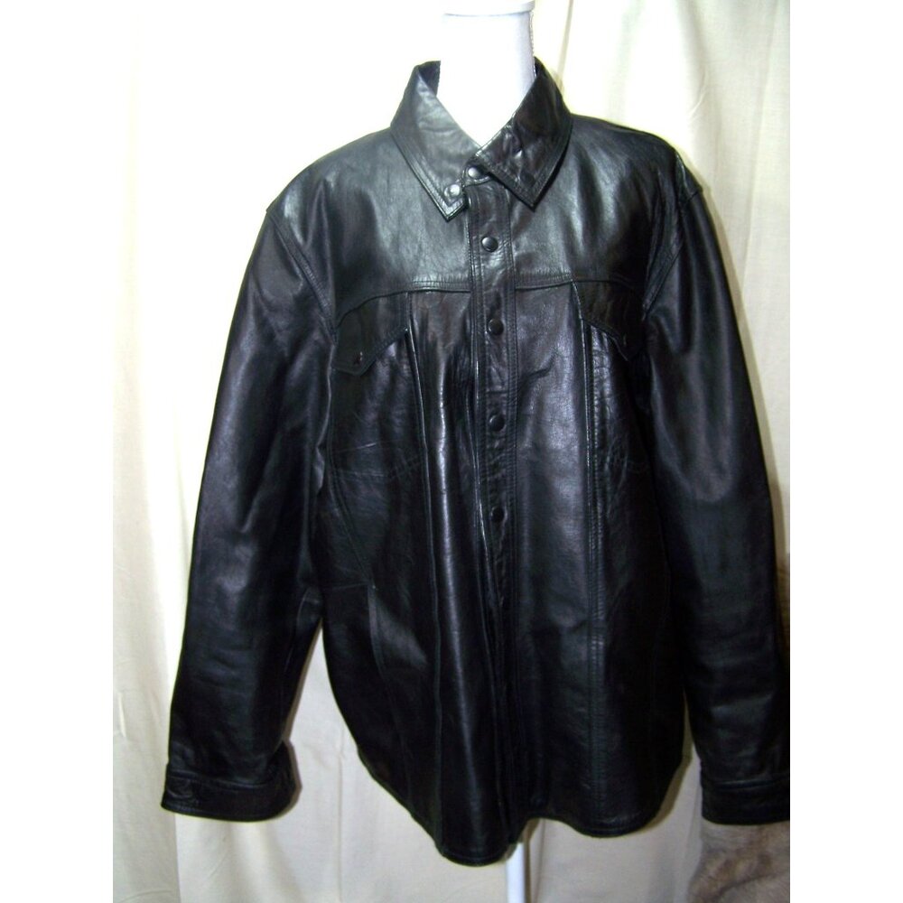 Men's Event Leather Jacket Coat XL Biker Casual Black Motorcycle